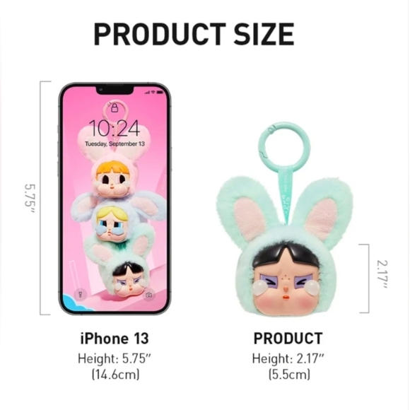 CRYBABY x Powerpuff Girls Series Plush Pendants  "Bunny Buttercup" - Picture 8 of 11